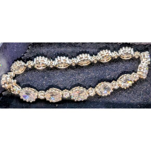 Stauer 925 Sterling Glam Oval & Round Alternating Cubic Zirconia Tennis Bracelet - Picture 1 of 12